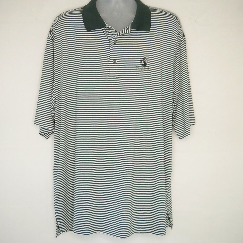 FootJoy Golf Polo Men's 2XL  FJ  Shannopin C.C.  Green Stripe Performance Logo